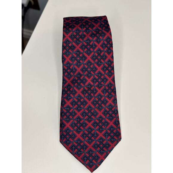 EUC Hermes Paris Tie 920 HA 100% Silk Ref Blue Design Made In France - Picture 1 of 10